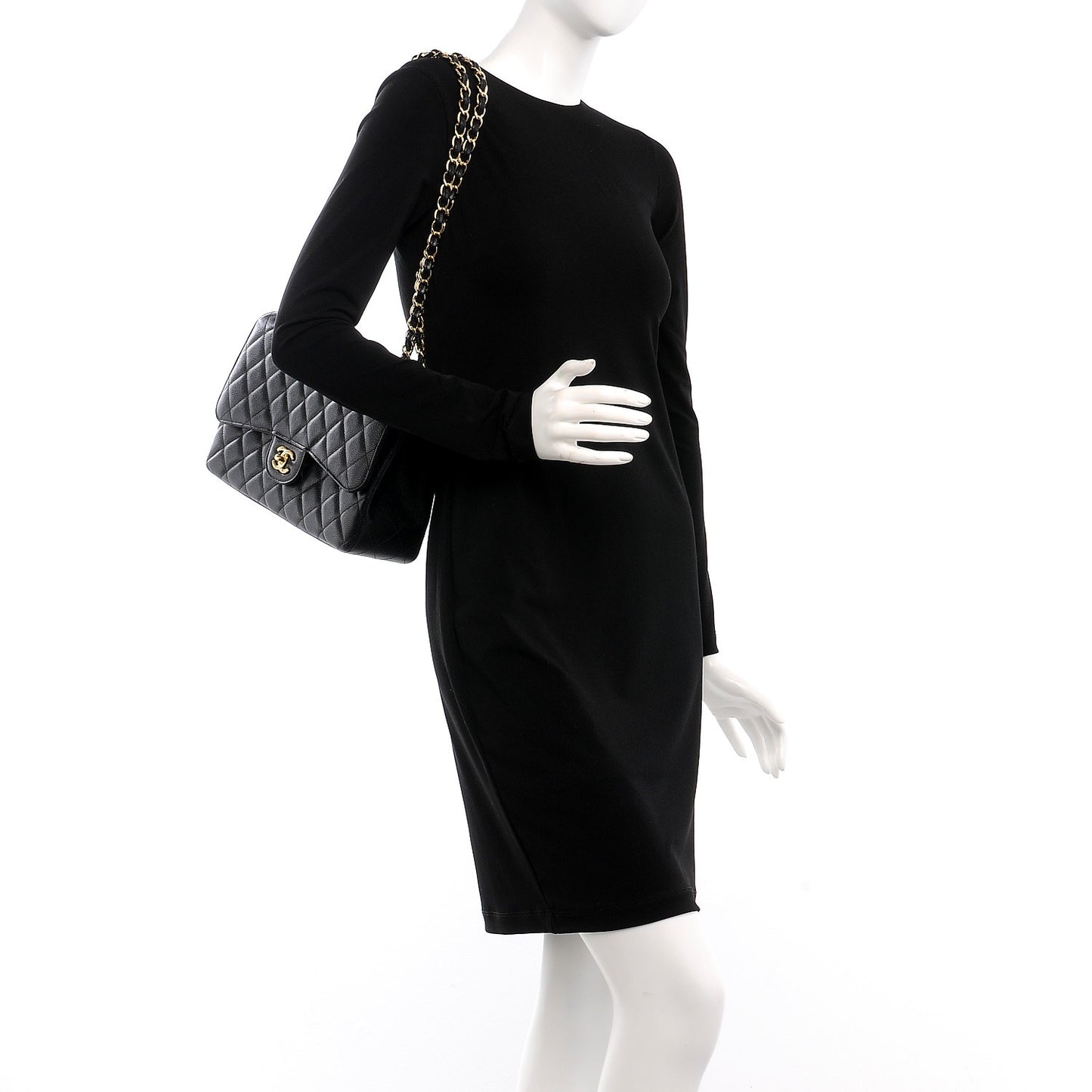 Caviar Quilted Jumbo Double Flap Black