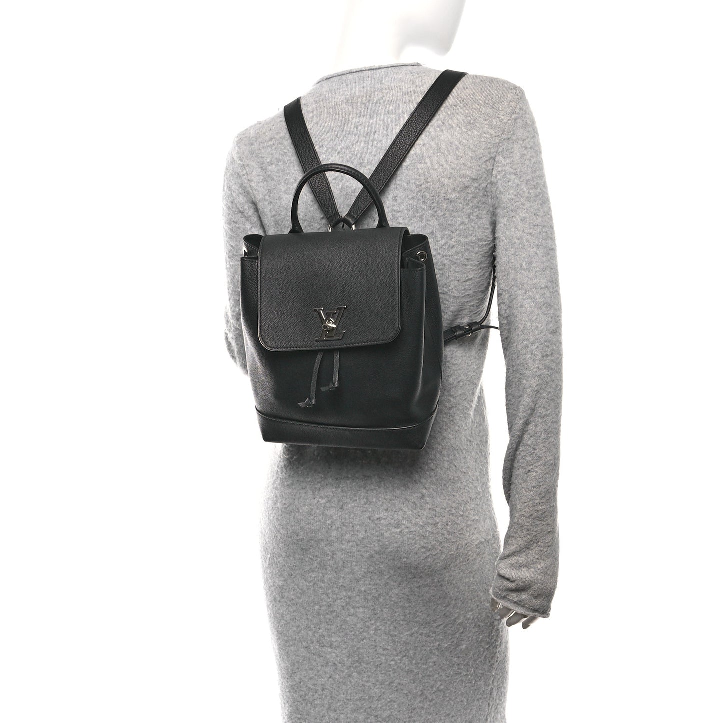 Calfskin Lockme Backpack Black