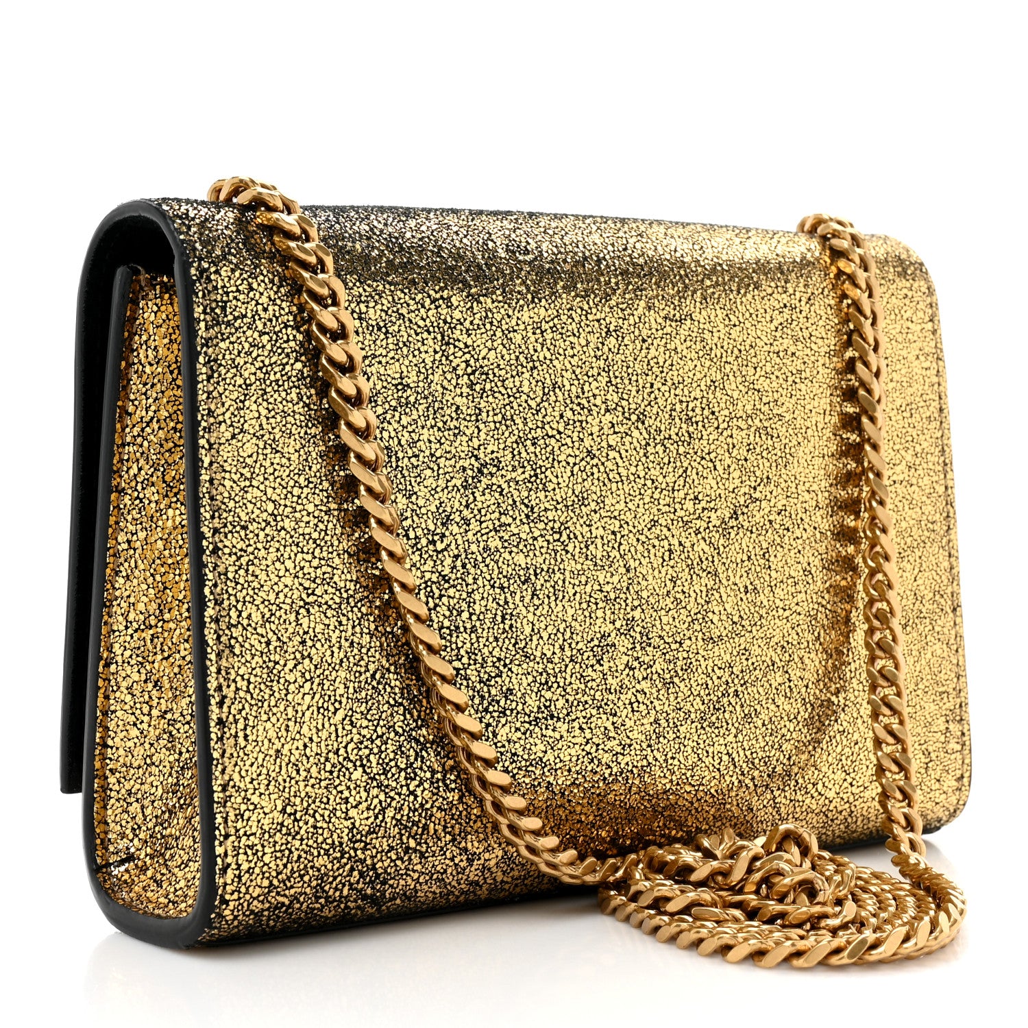 Saint Laurent Metallic Calfskin Small Classic Monogram Kate Satchel Oro 3 of 10