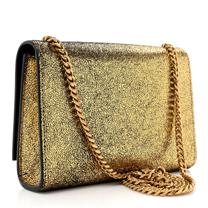 Saint Laurent Metallic Calfskin Small Classic Monogram Kate Satchel Oro 3 of 10