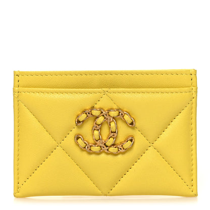 Chanel Lambskin Quilted Chanel 19 Card Holder Yellow 1 of 10