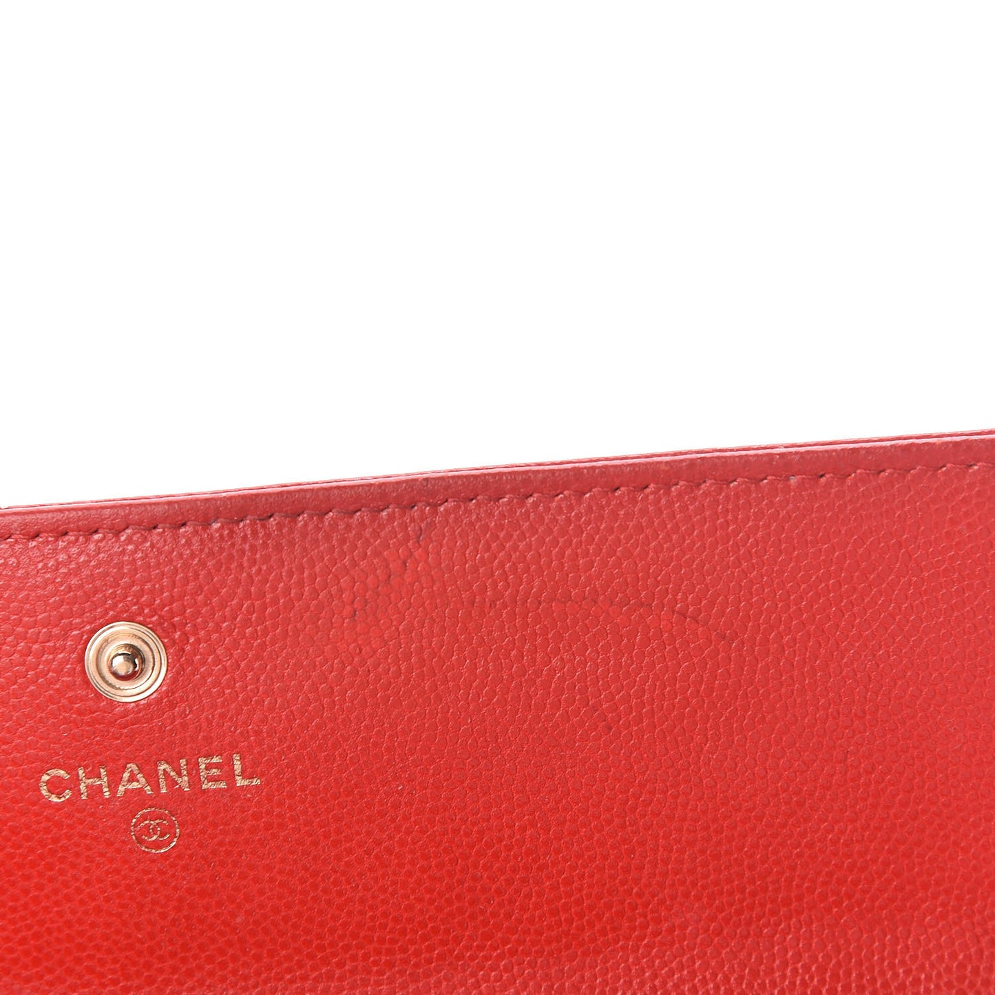 Caviar Camellia Embossed Flap Wallet Red