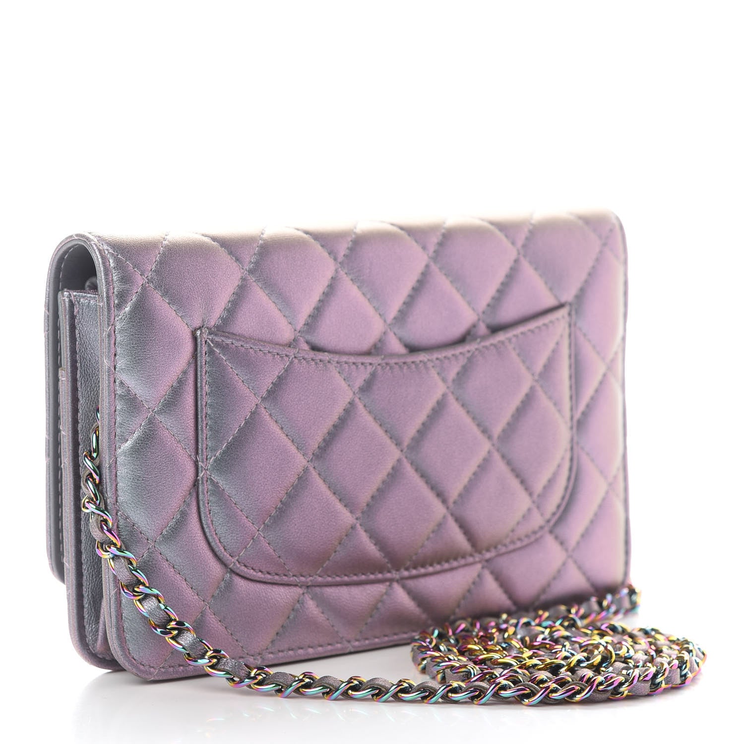 Chanel Iridescent Lambskin Quilted Reissue Wallet On Chain WOC Light Purple 3 of 10