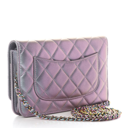 Chanel Iridescent Lambskin Quilted Reissue Wallet On Chain WOC Light Purple 3 of 10