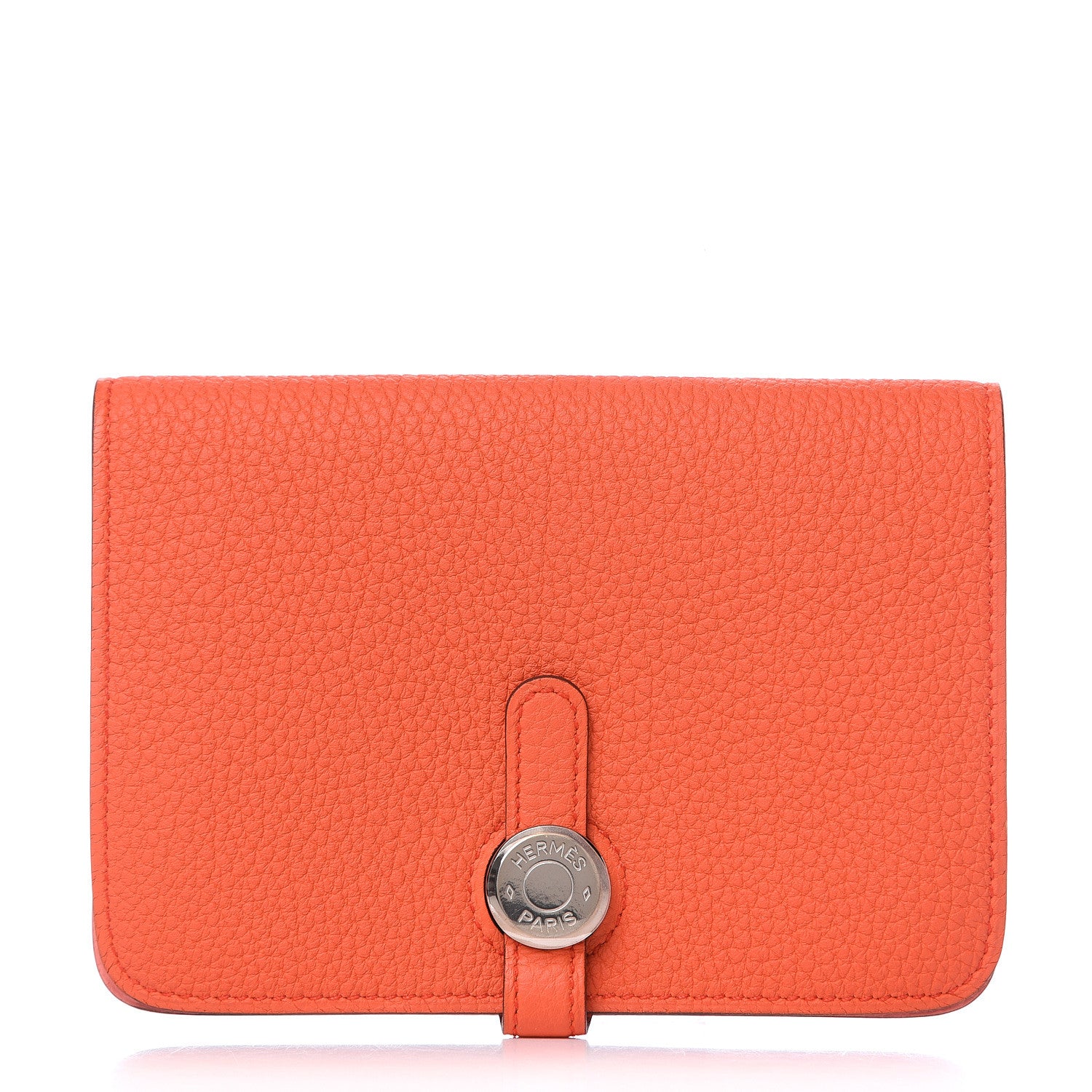 Hermes Togo Verso Dogon Compact Wallet Orange Poppy Rose Candy 1 of 7