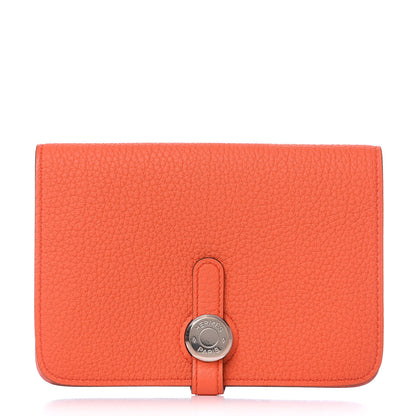 Hermes Togo Verso Dogon Compact Wallet Orange Poppy Rose Candy 1 of 7