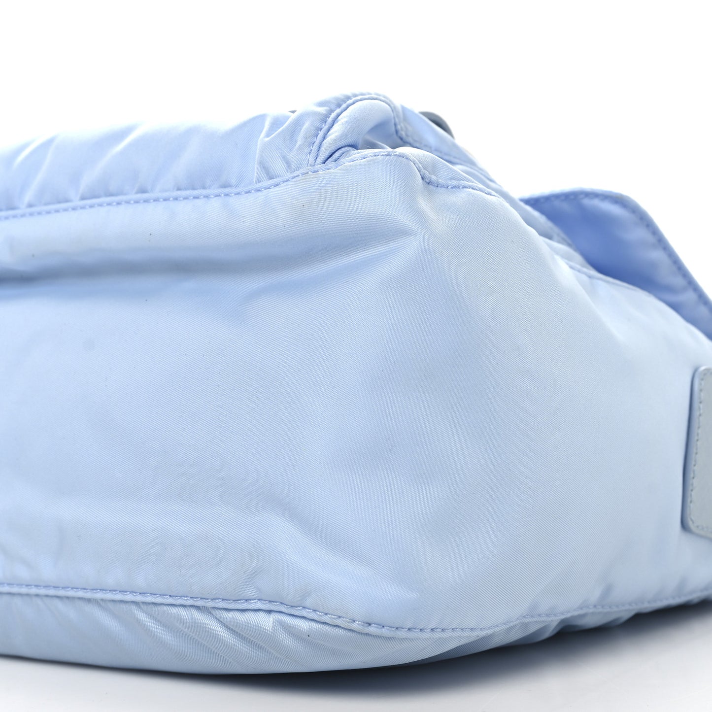 Re-Nylon Vela Saffiano Pocket Double Buckle Messenger Shoulder Bag Celeste