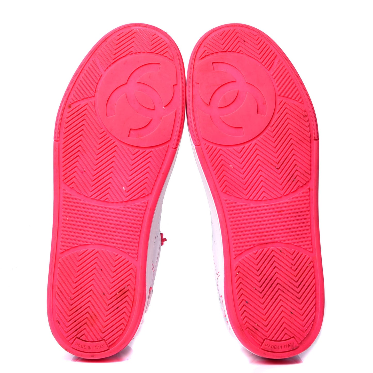 Calfskin Womens Logo Sneakers 39.5 Fuchsia White