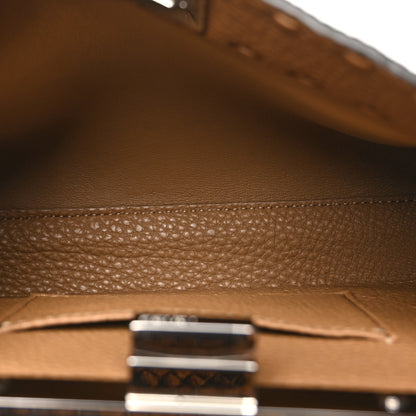 Fendi Cuoio Romano Snakeskin Selleria Mini Peekaboo Iconic Satchel Cappuccino 6 of 10
