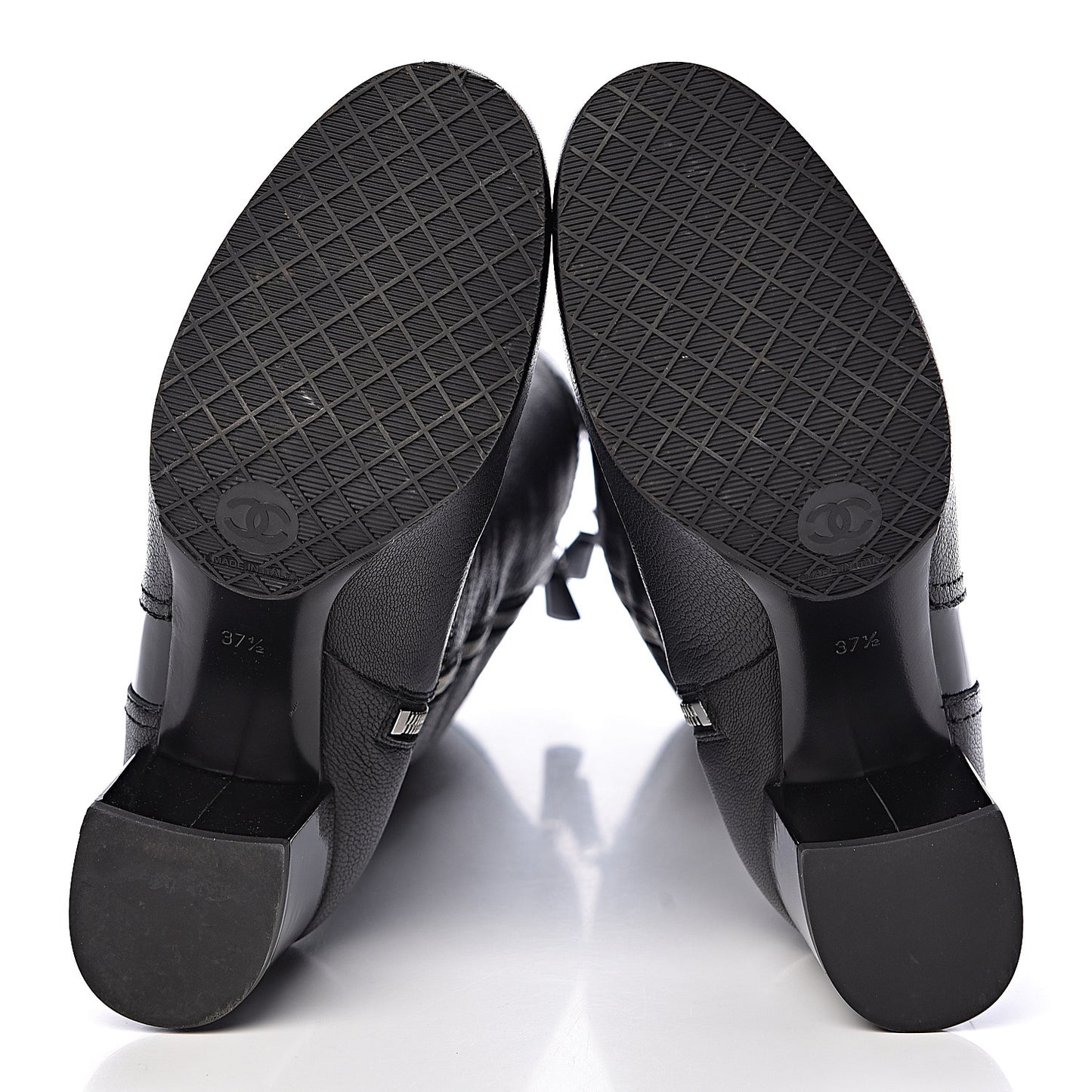 Grained Goatskin Patent Calfskin High Boots 37.5 Black
