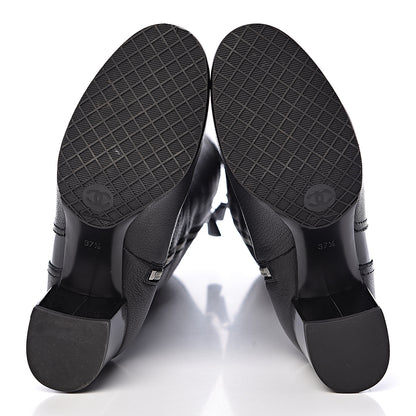 Chanel Grained Goatskin Patent Calfskin High Boots 37.5 Black 6 of 9
