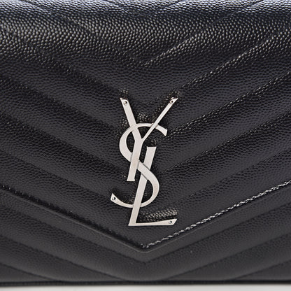 Saint Laurent Grain De Poudre Matelasse Chevron Monogram Chain Wallet Black 9 of 9