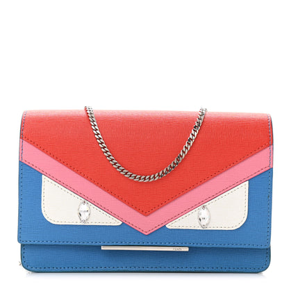 Fendi Vitello Elite Crystal Monster Eyes Tube Wallet On Chain Blue Royal Multicolor 1 of 10