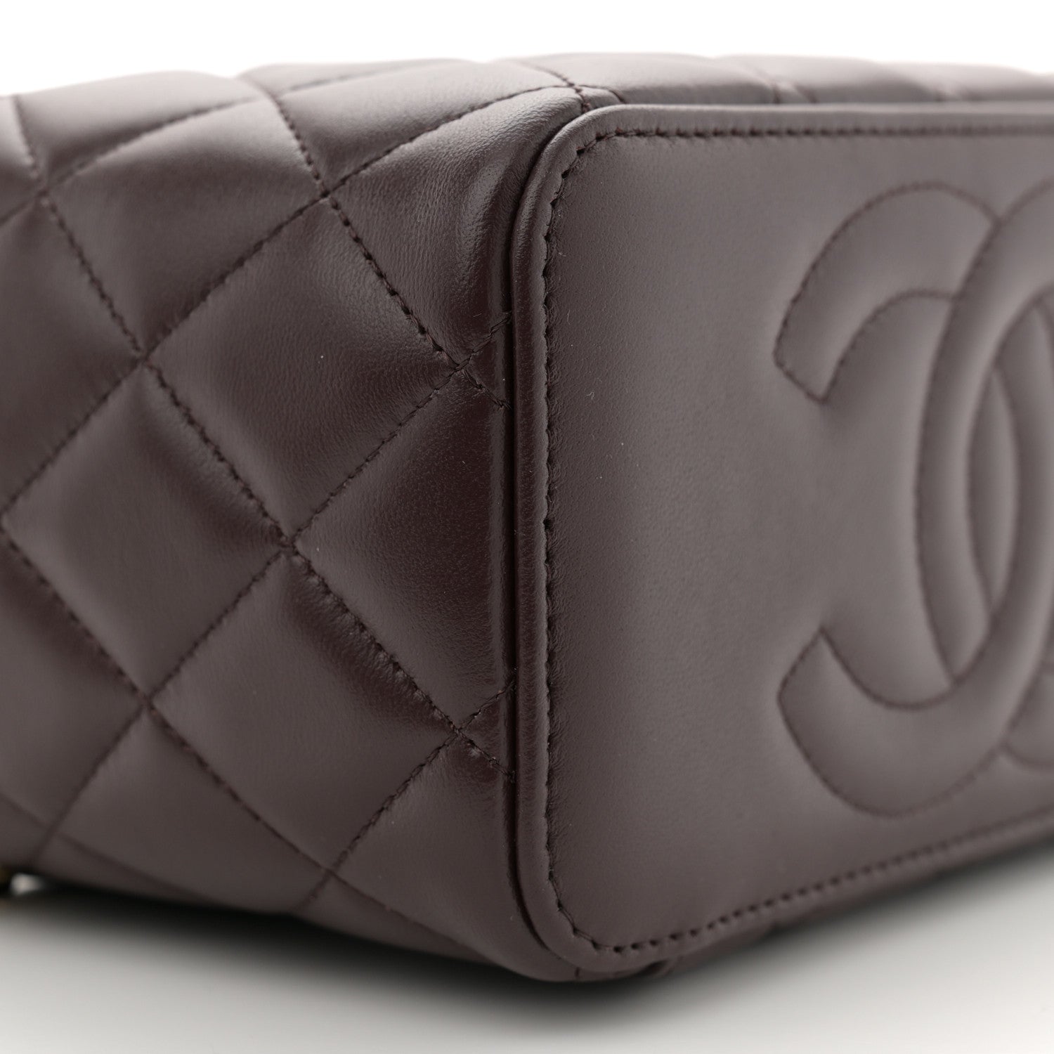 Chanel Lambskin Quilted Small Top Handle Vanity Case With Chain Dark Brown 8 of 9