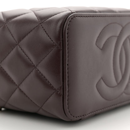 Chanel Lambskin Quilted Small Top Handle Vanity Case With Chain Dark Brown 8 of 9
