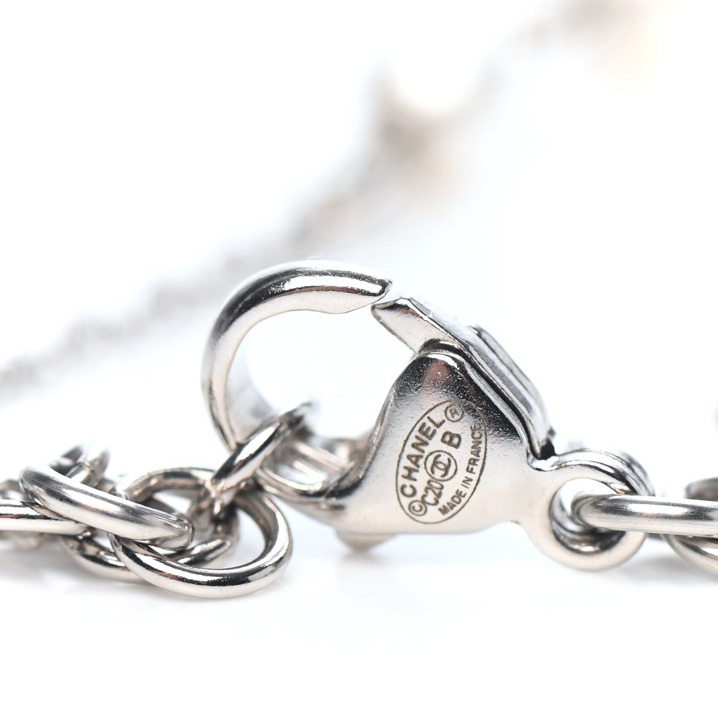 Pearl Crystal CC Bracelet Silver