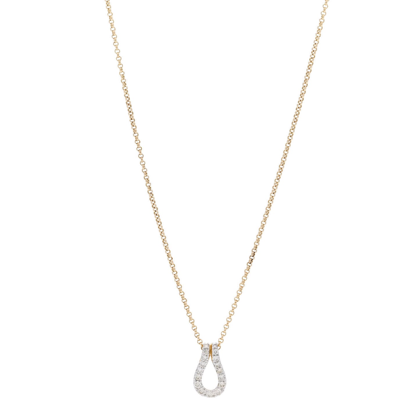 18K Yellow Gold Diamond Surf Link Pendant Necklace