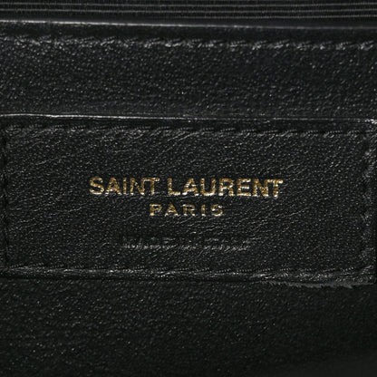Saint Laurent Grain De Poudre Textured Mixed Matelasse Triquilt Medium Monogram Satchel Black 6 of 10