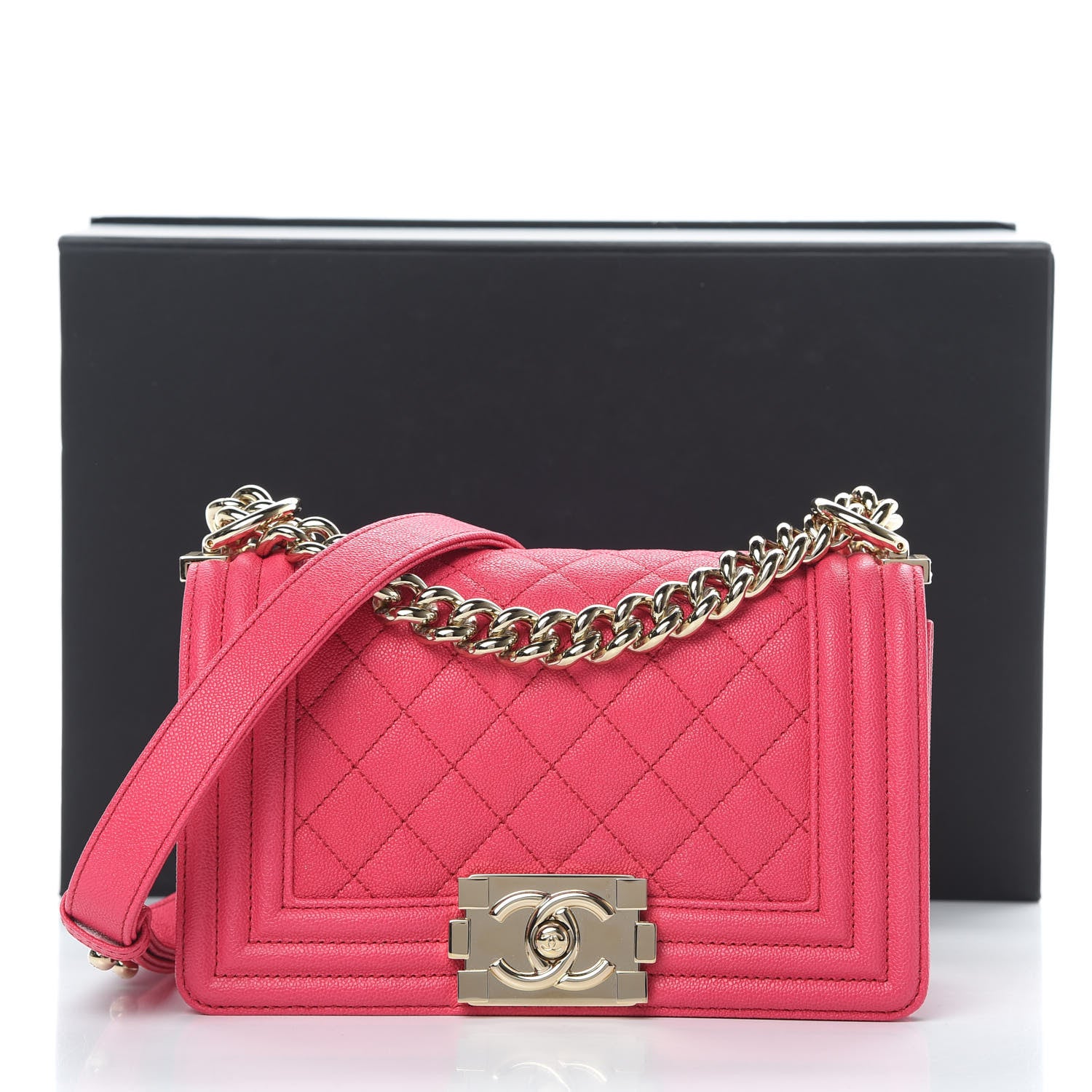 Chanel Caviar Quilted Small Boy Flap Rose Fonce 15 of 15