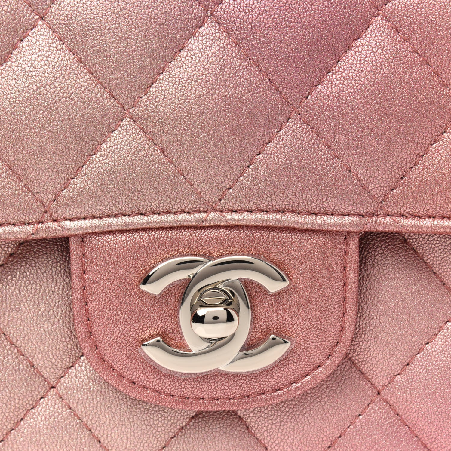 Chanel Metallic Lambskin Quilted Ombre Mini Rectangular Flap Pink 5 of 5
