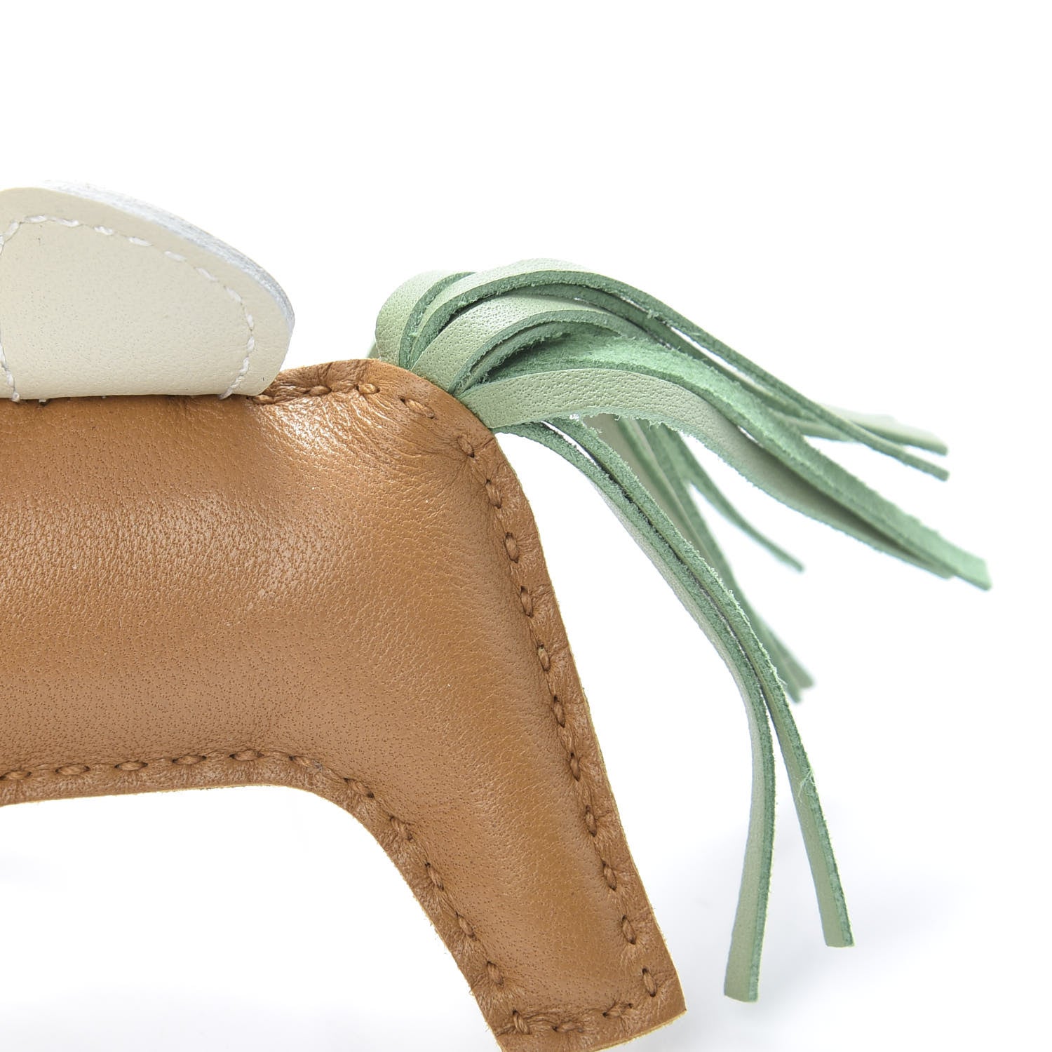 Hermes Milo Lambskin Grigri Rodeo Horse Bag Charm PM Sesame Vert Criquet Craie 5 of 6