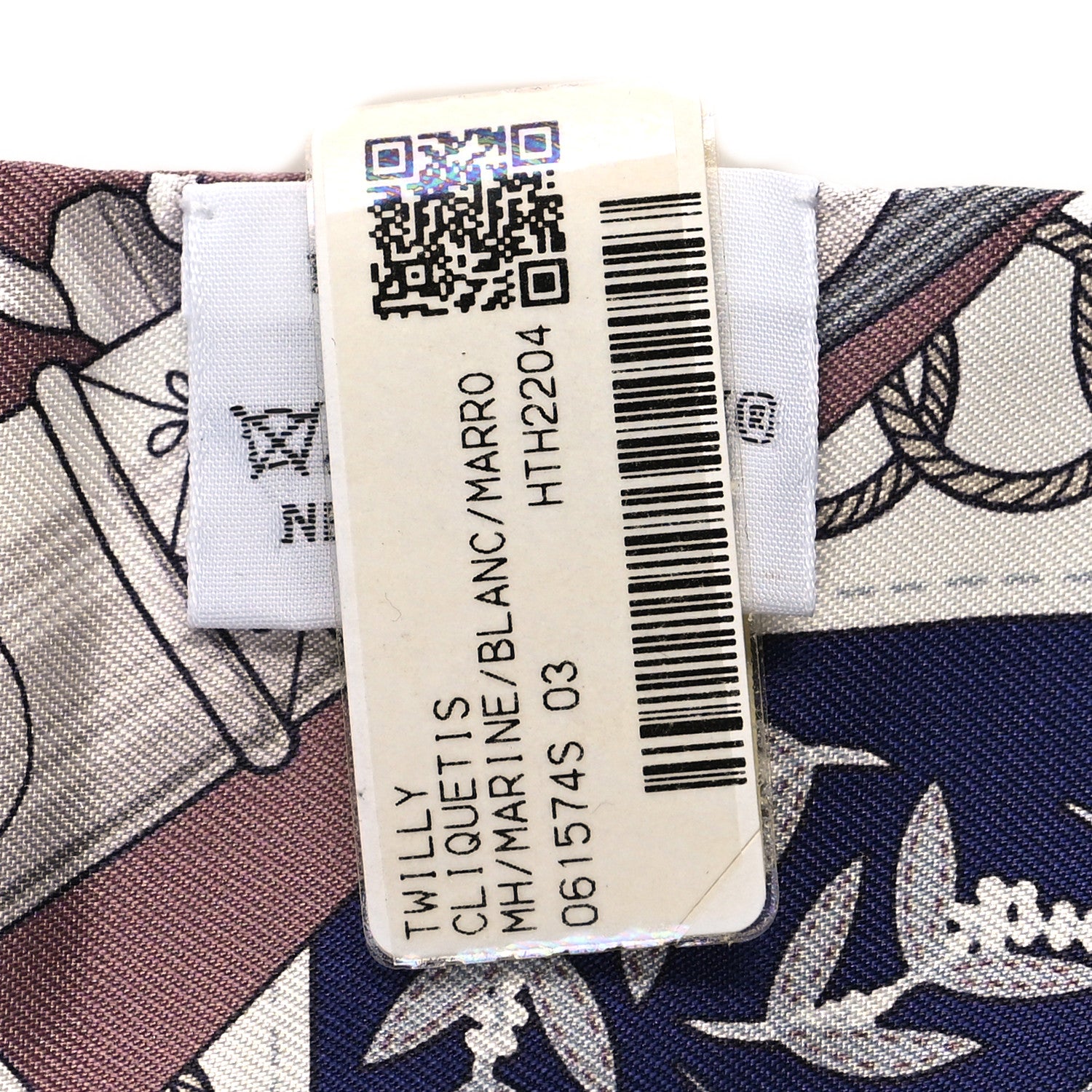 Hermes Silk Cliquetis Twilly Marine White Marron 3 of 4