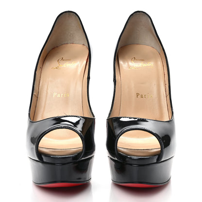 Christian Louboutin Patent Lady Peep 150 Pumps 38 Black 2 of 9