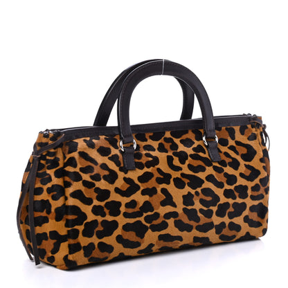 Prada Calf Hair Leopard Print Top Handle Bag Miele 2 of 4