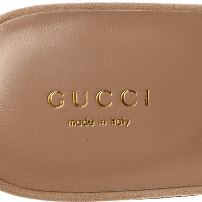 Gucci Kid Scamosciato Interlocking G Cut Out Slide Sandals 38 Pale Green 6 of 7