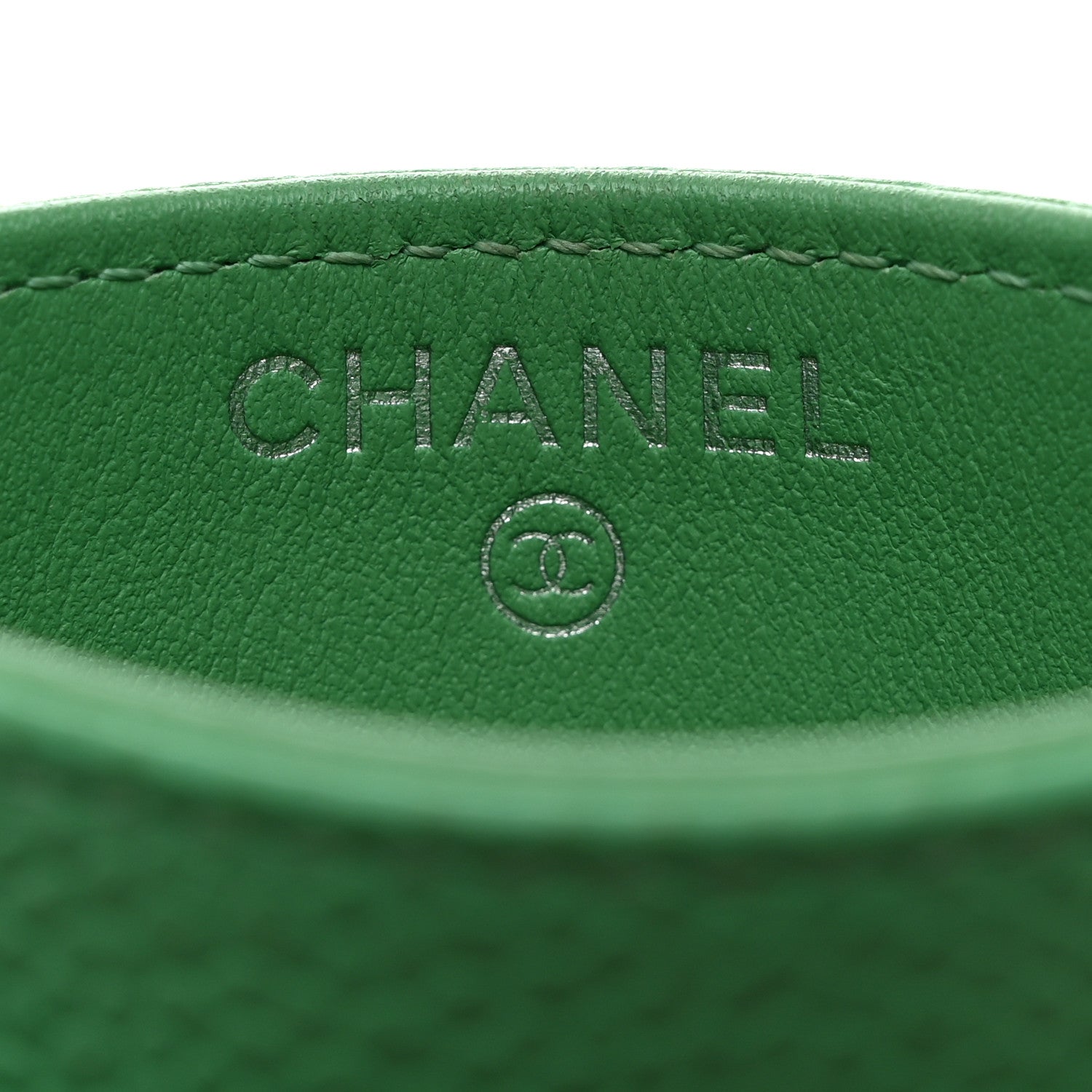 Chanel Caviar Chevron Quilted Card Holder Light Green 6 of 9
