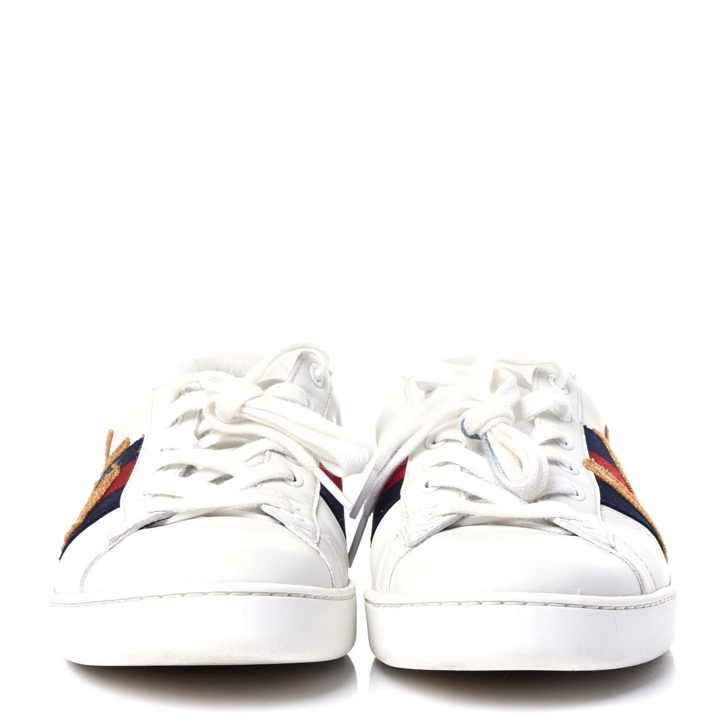 Calfskin Nappa Web LOVED Embroidered Womens Ace Sneakers 38 White Red Flame Notte