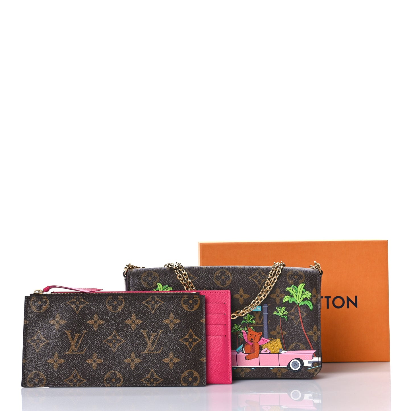 Monogram 2021 Christmas Animation Hollywood Pochette Felicie Chain Wallet Fuchsia
