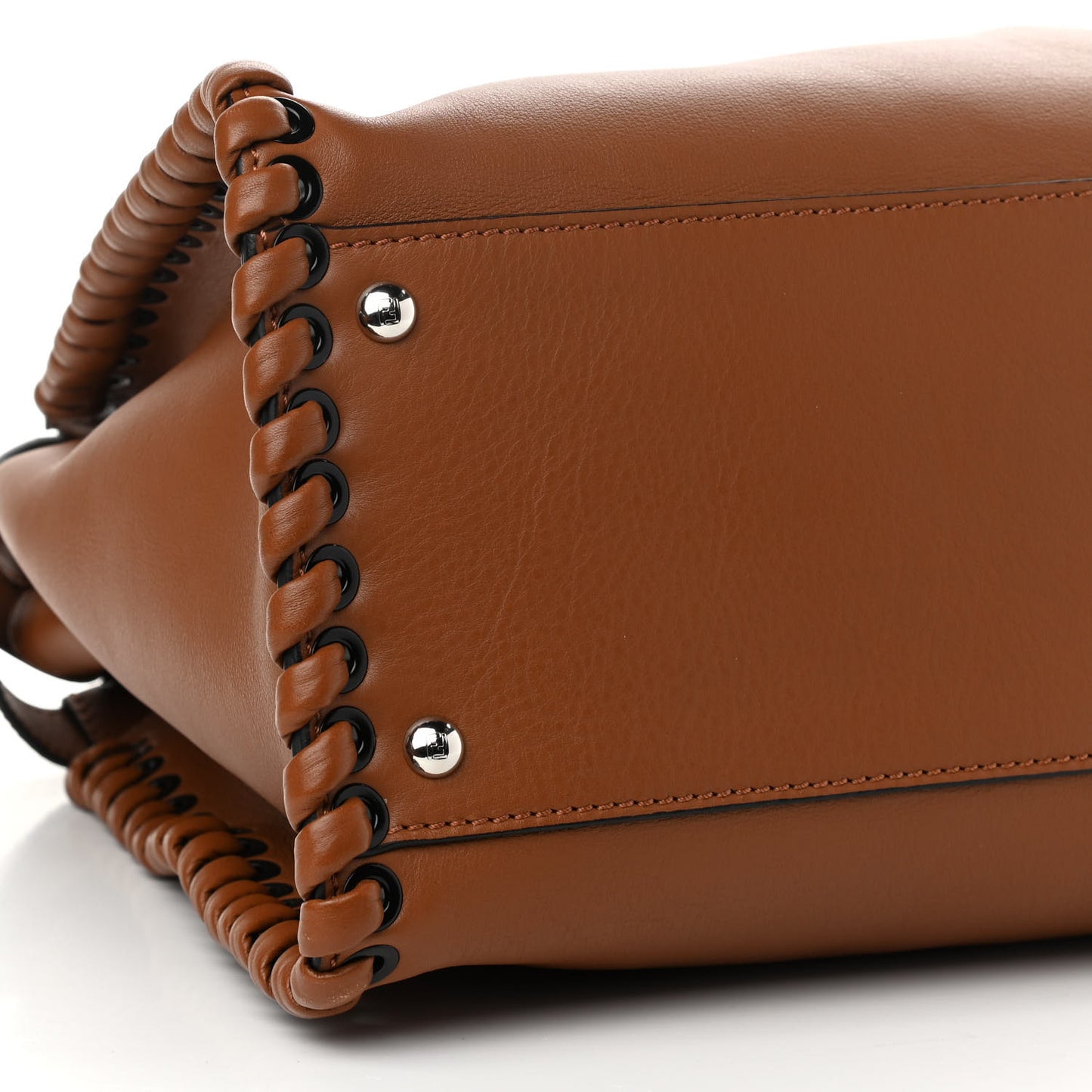 Calfskin Lace Up Large Peekaboo Iconic Satchel Cognac