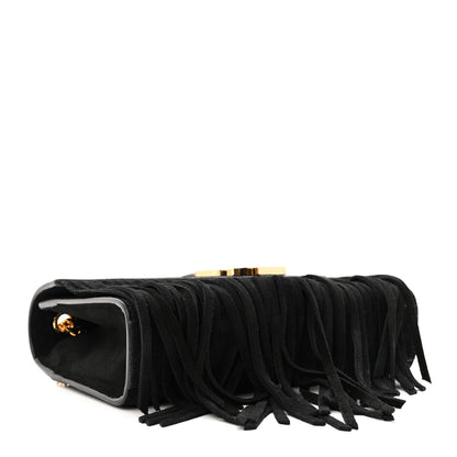 Saint Laurent Suede Fringe Small Monogram Satchel Black 4 of 11