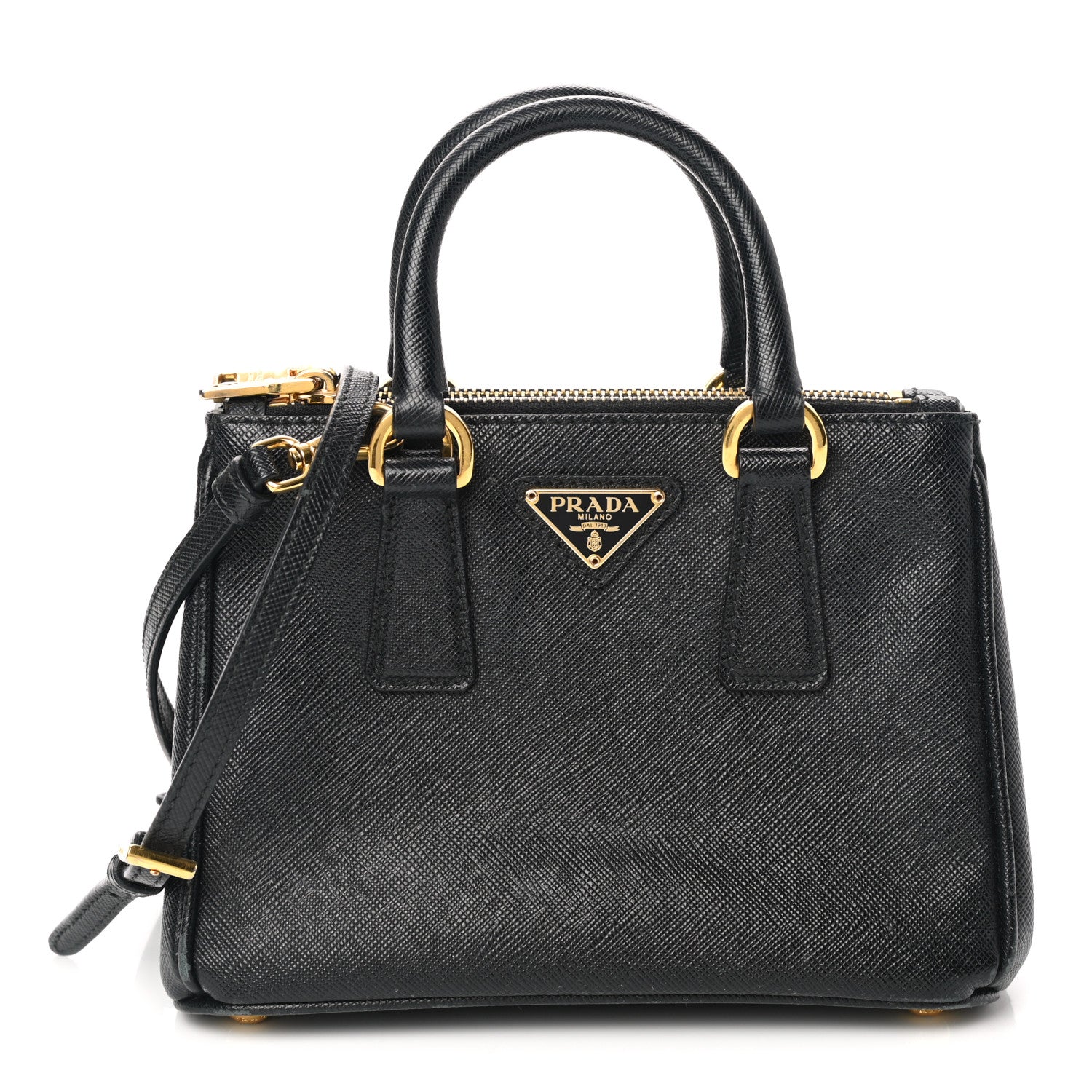 Prada Saffiano Lux Micro Galleria Double Zip Tote Black 1 of 10