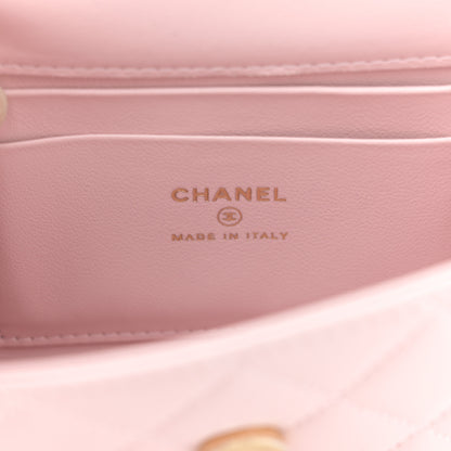 Chanel Lambskin Enamel Quilted Top Handle Flap Phone Holder With Chain Pink 6 of 10