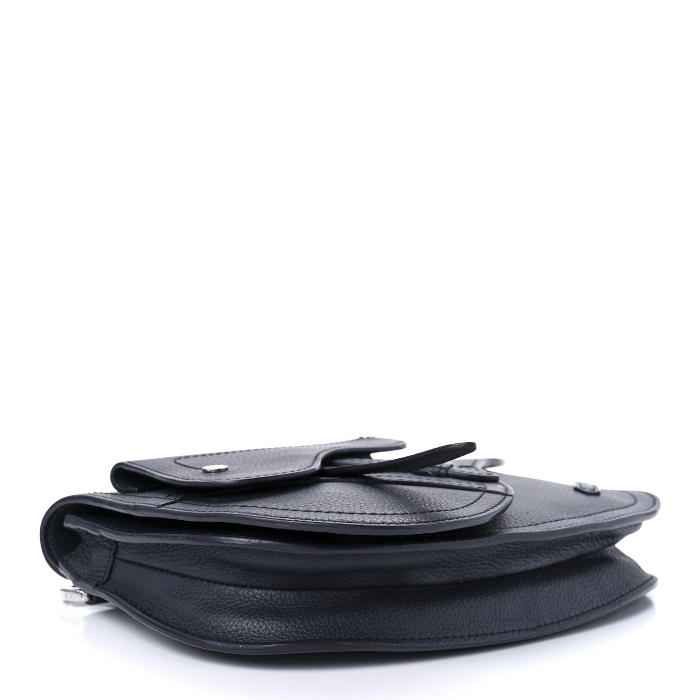 Grained Calfskin Saddle Messenger Bag Navy Blue