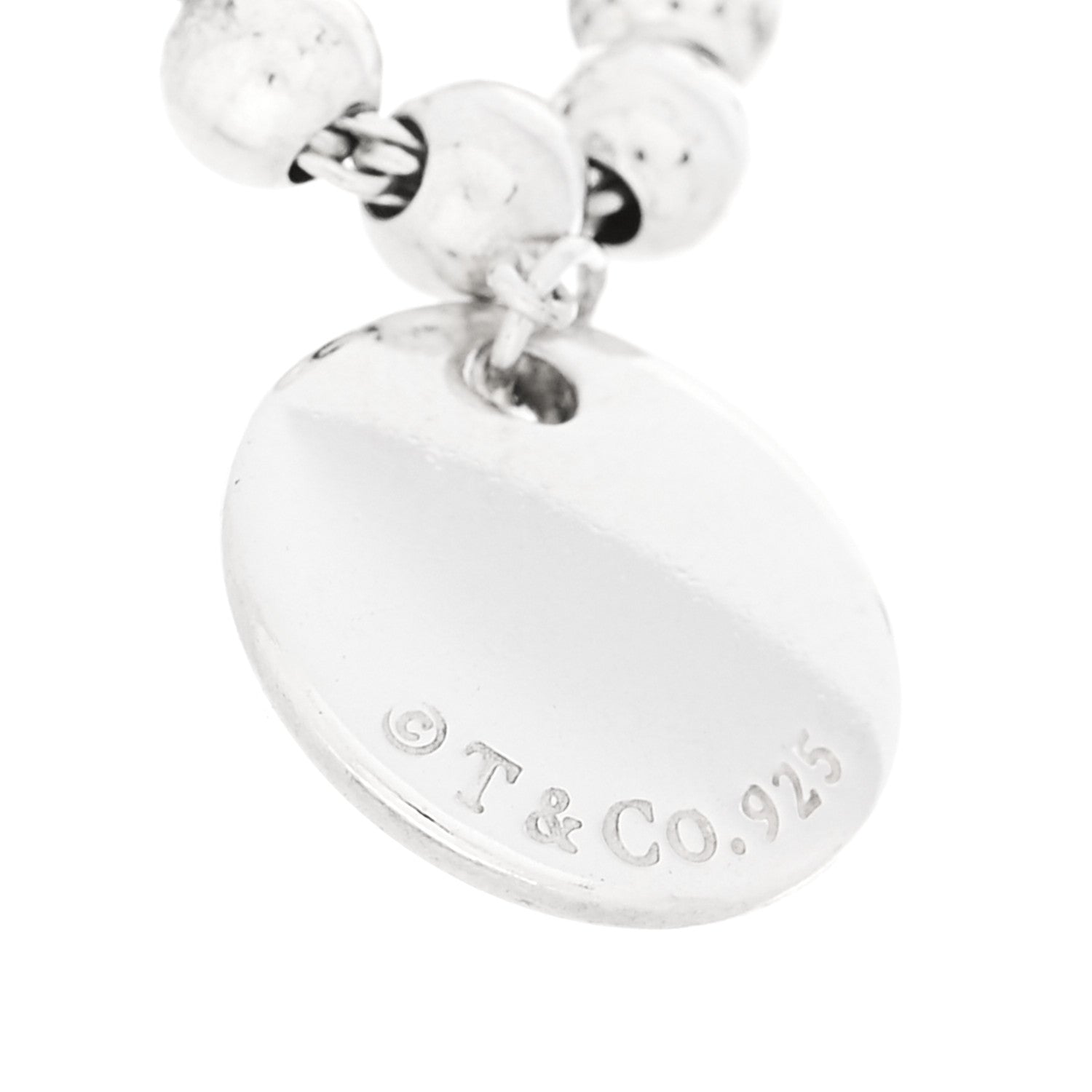 Tiffany Sterling Silver 4mm I Love You Round Tag Bead Bracelet 4 of 4