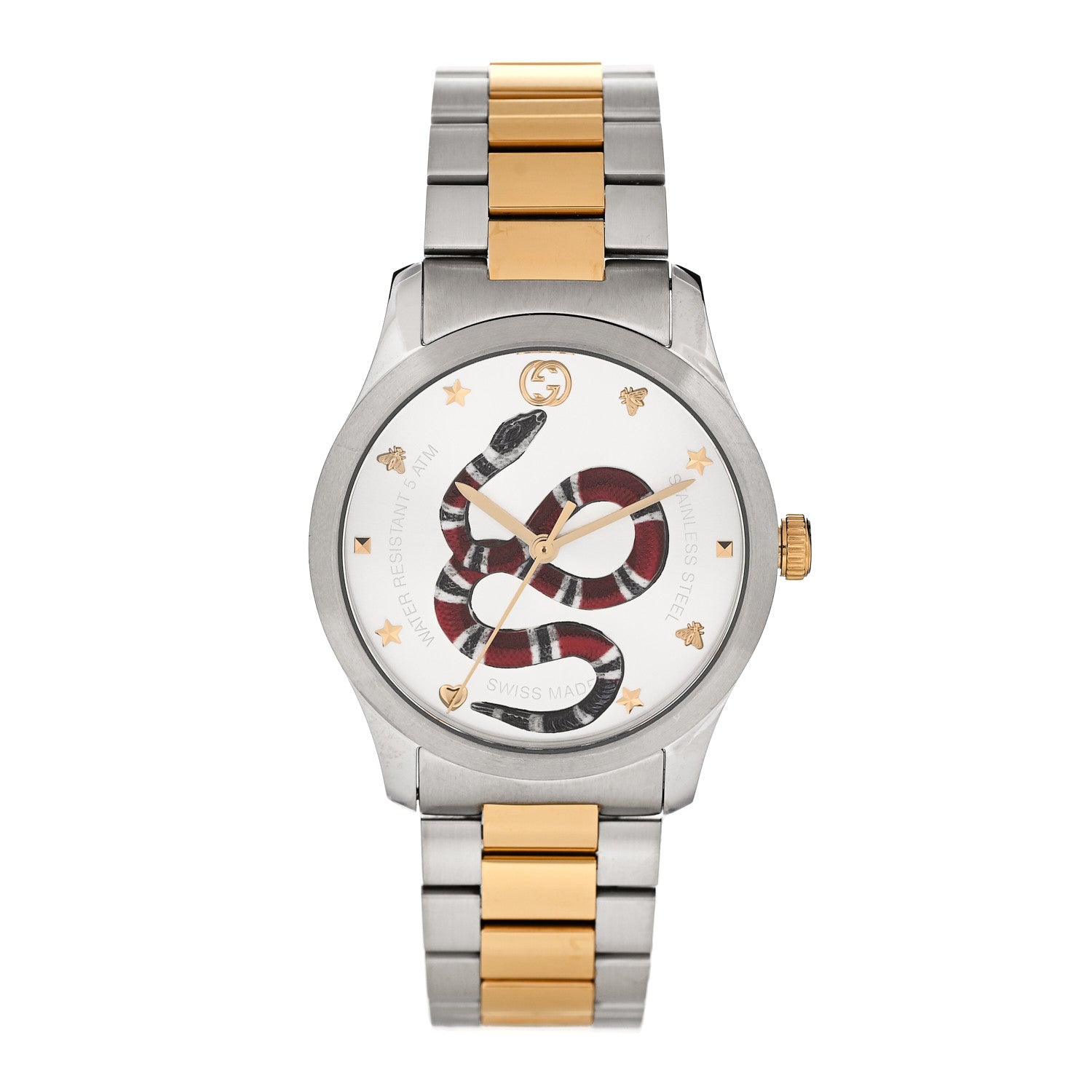 Gucci Stainless Steel 38mm G-Timeless Two Tone Snake Quartz Watch 1 of 5