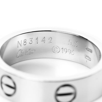 Cartier 18K White Gold 5.5mm LOVE Ring 56 7.5 5 of 5