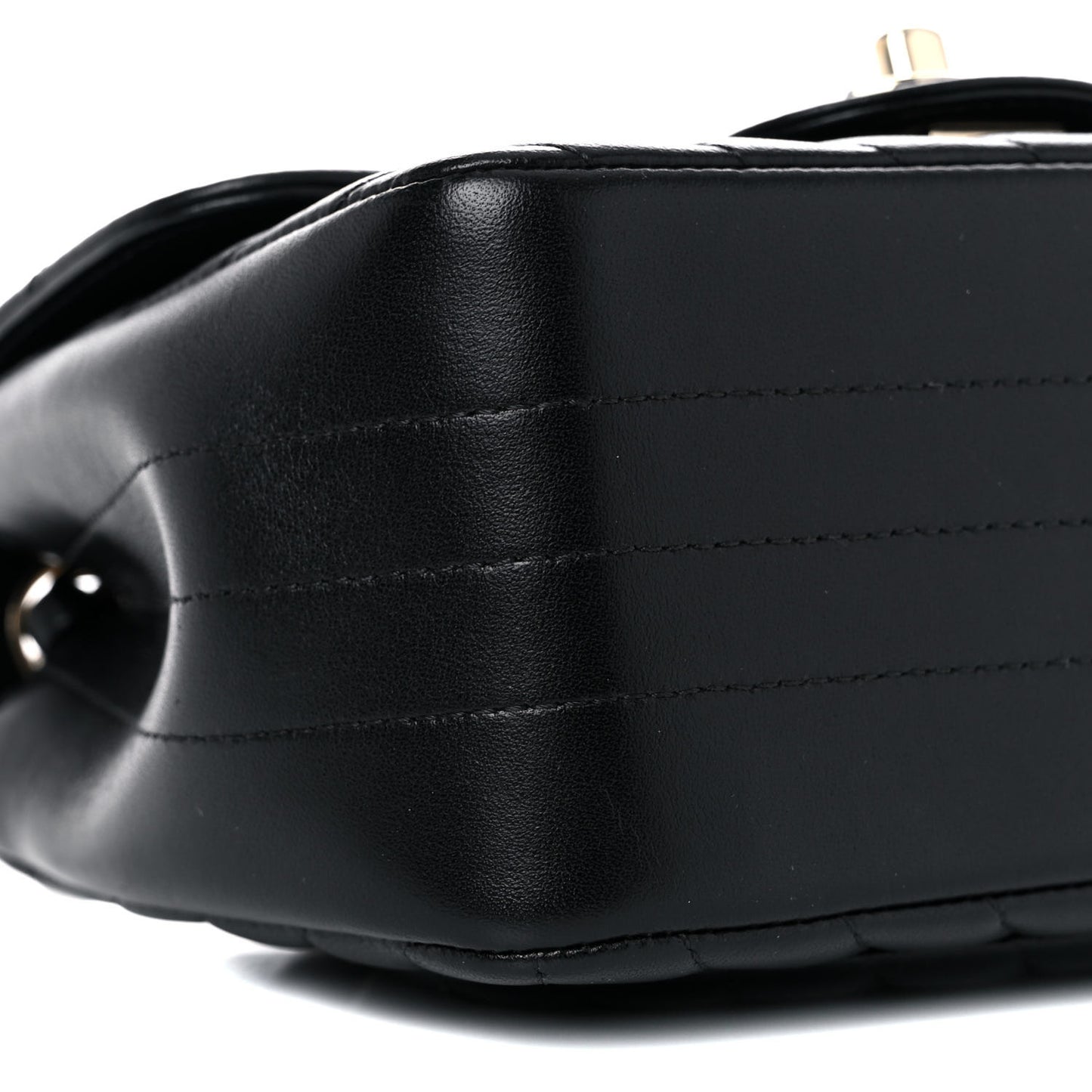 Lambskin Chevron Quilted Mini Square Flap Black