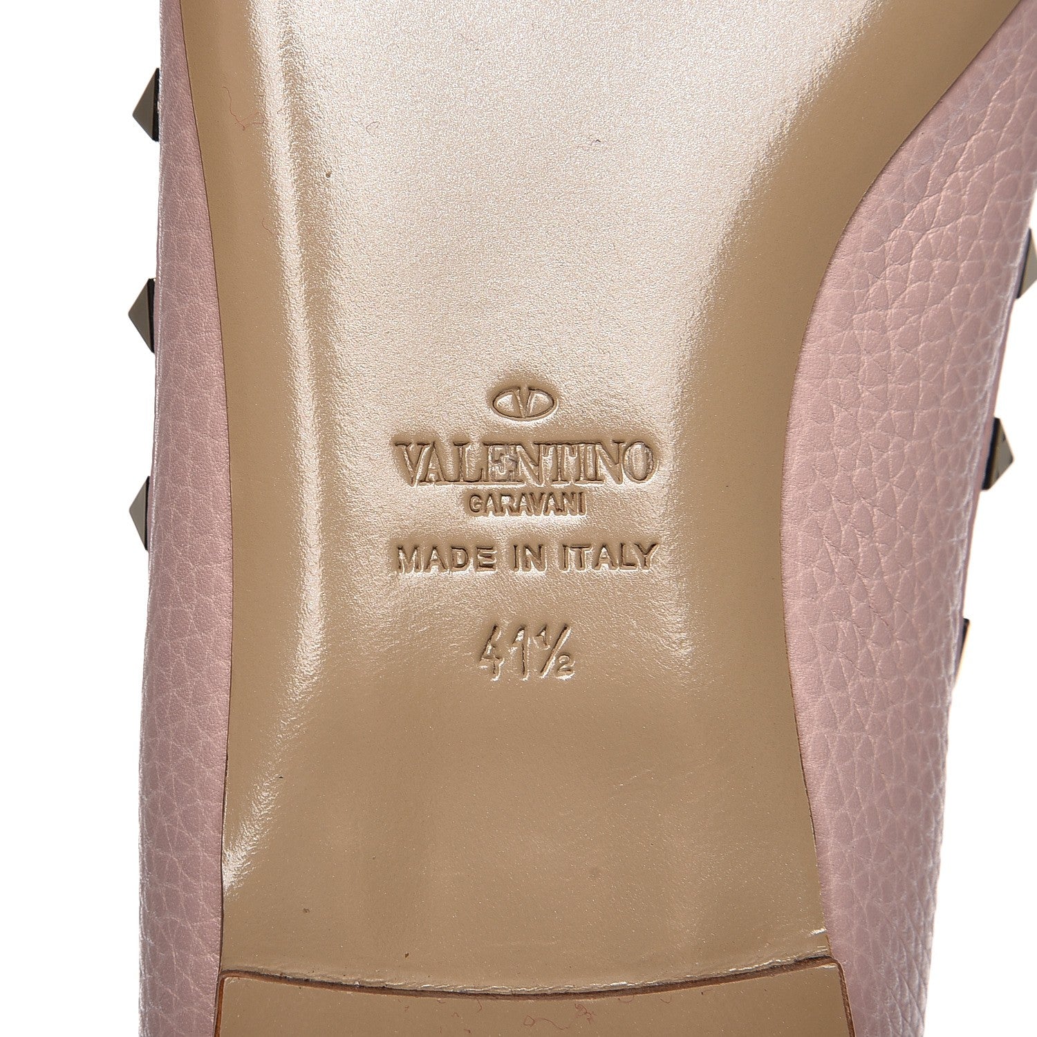 Valentino Garavani Pebbled Calfskin Rockstud Ballerina Flats 41.5 Water Rose 7 of 8