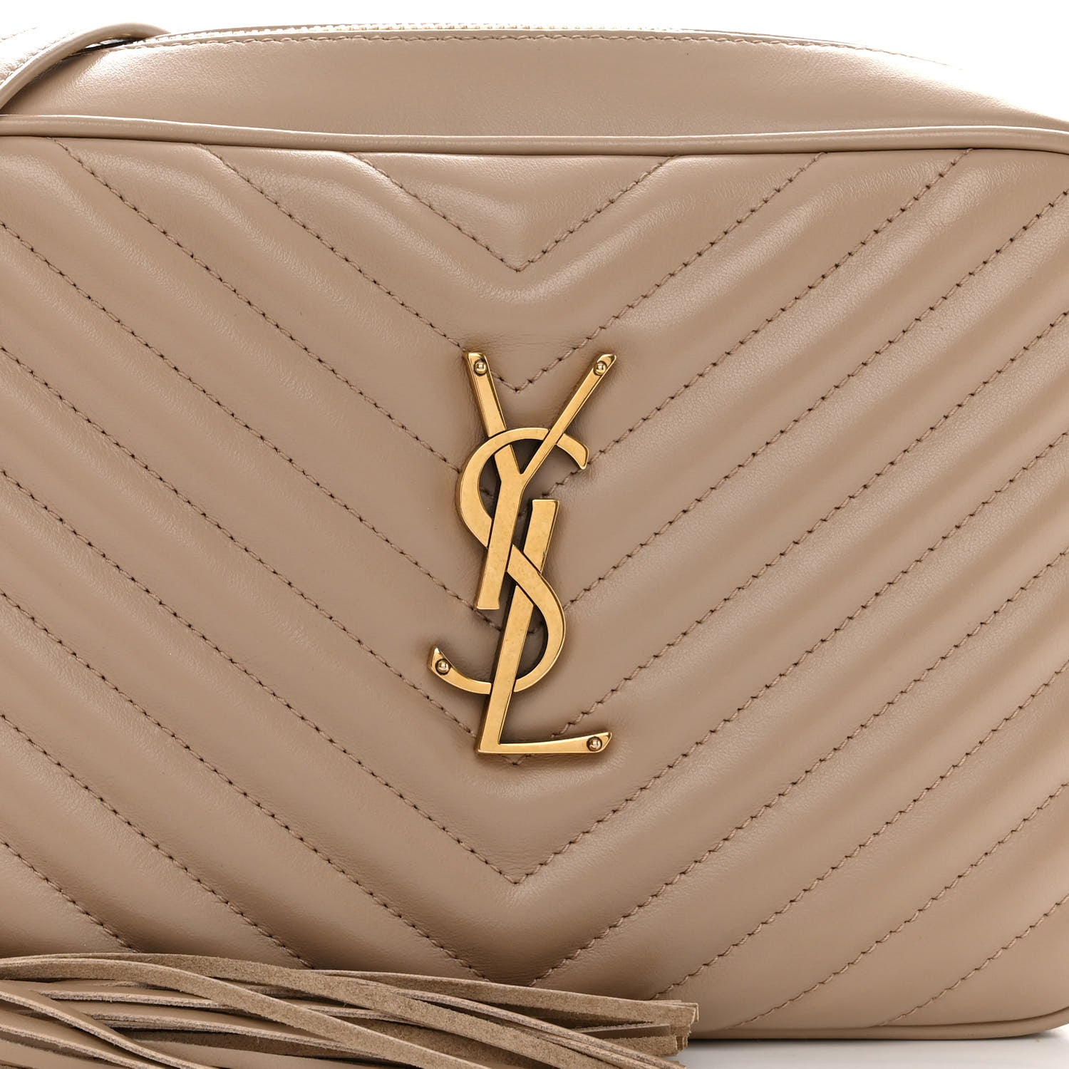 Saint Laurent Calfskin Matelasse Monogram Lou Camera Bag Dark Beige 7 of 9