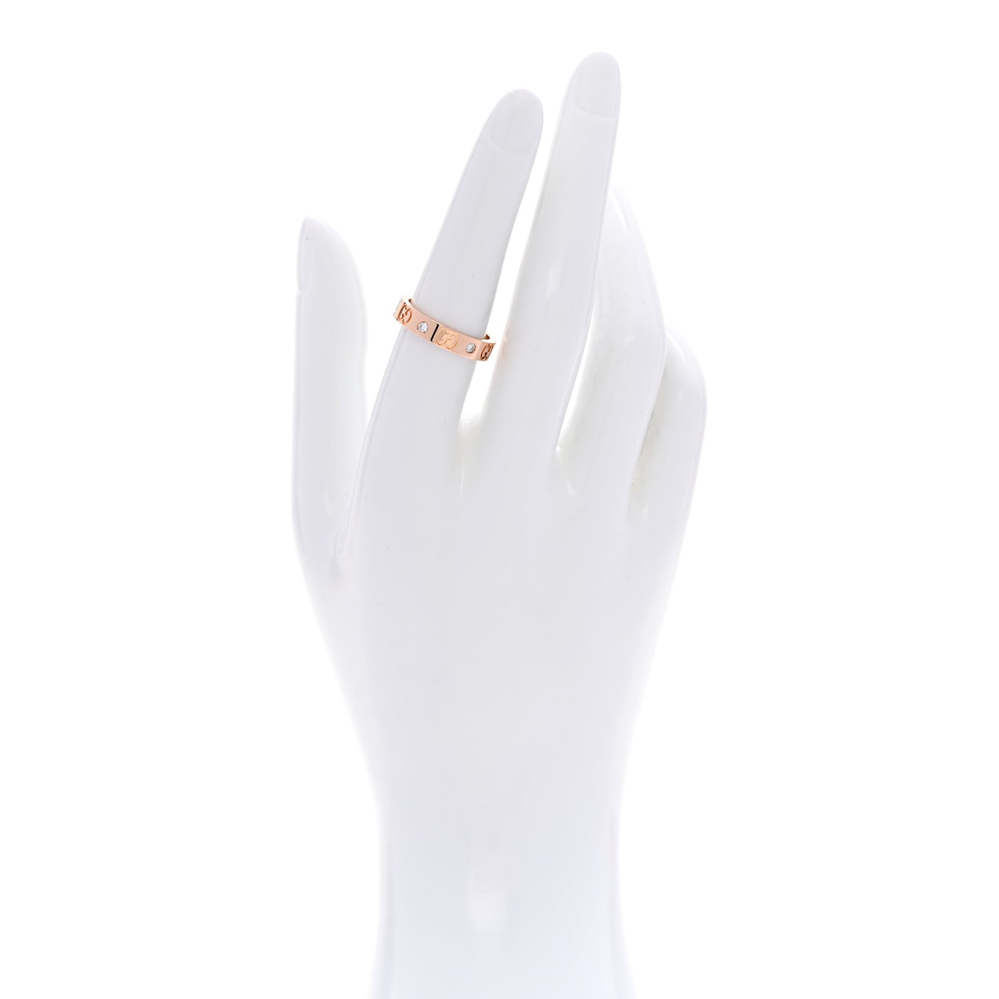 18K Rose Gold Diamond Icon Band Ring 54 6.75