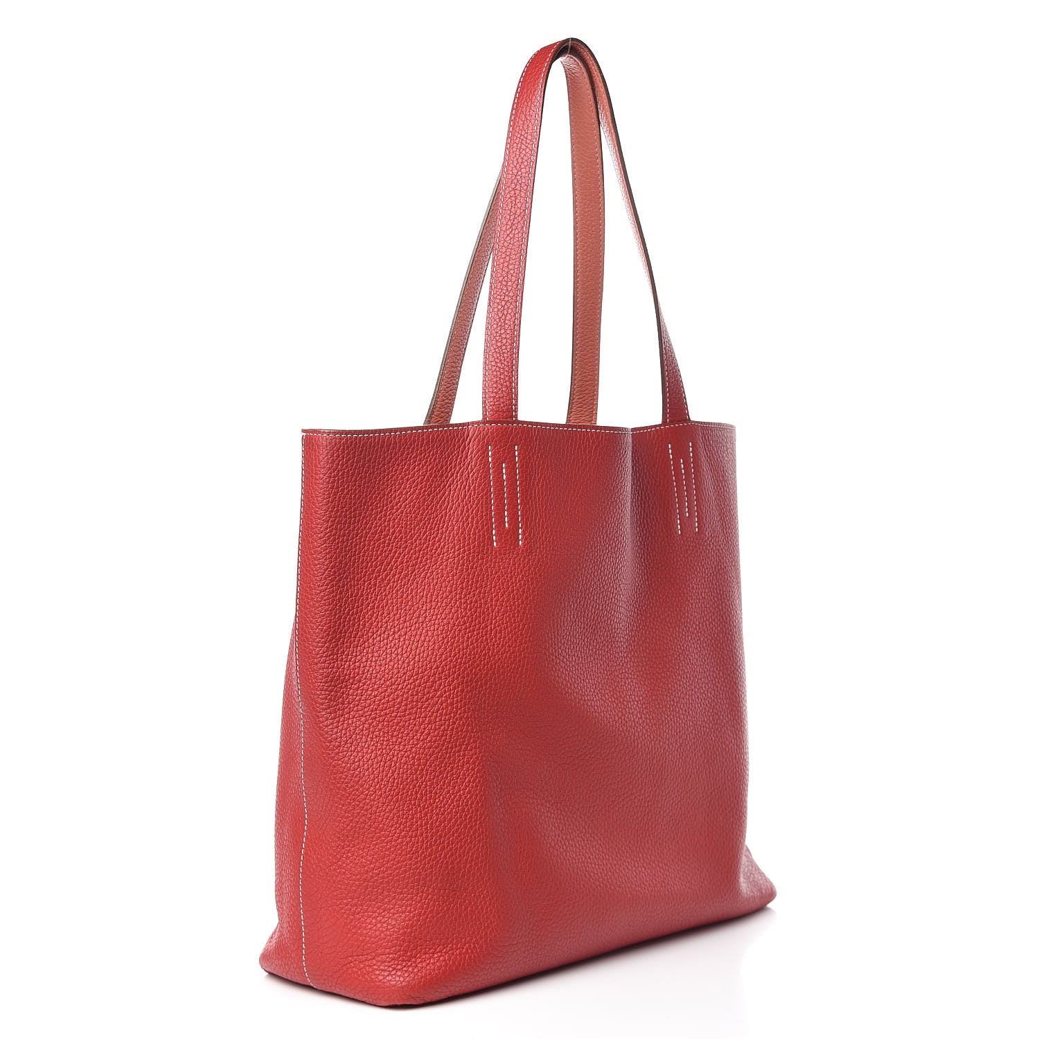 Hermes Taurillon Clemence Double Sens Reversible Tote 36 Rouge Casaque Crevette 5 of 14