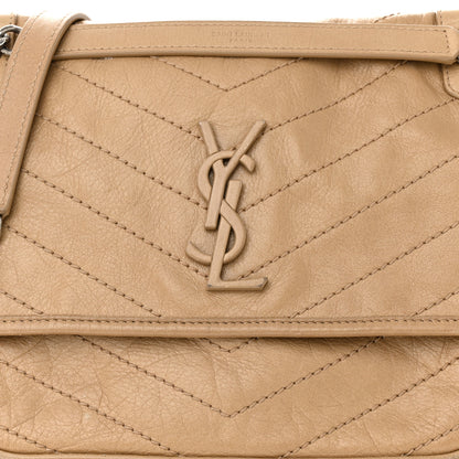 Saint Laurent Crinkled Calfskin Matelasse Monogram Medium Niki Chain Satchel Natural 8 of 13