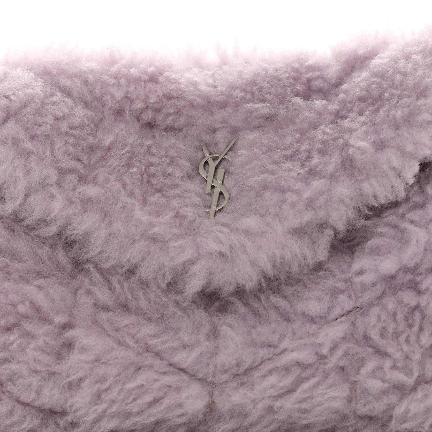 Saint Laurent Shearling Quilted Monogram Loulou Puffer Pouch Clutch Lilac 4 of 8