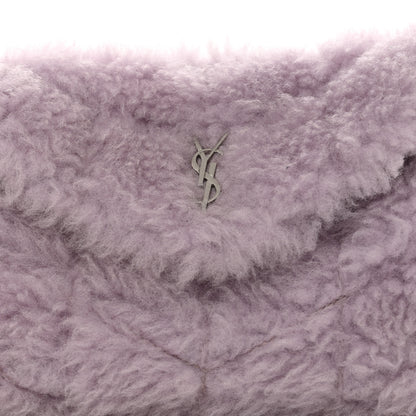 Saint Laurent Shearling Quilted Monogram Loulou Puffer Pouch Clutch Lilac 4 of 8
