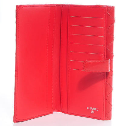 Chanel Lambskin Diamond Stitched Long Flap Wallet Red 6 of 10