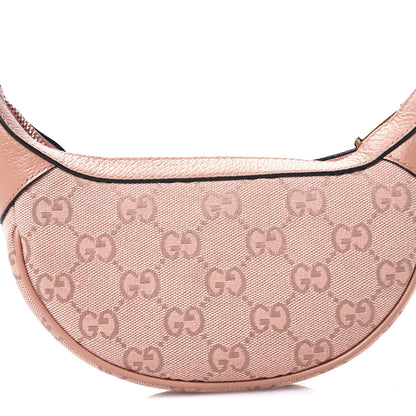 Gucci GG Supreme Monogram Textured Calfskin Web Mini Ophidia Half Moon Hobo Rose Pink 8 of 11